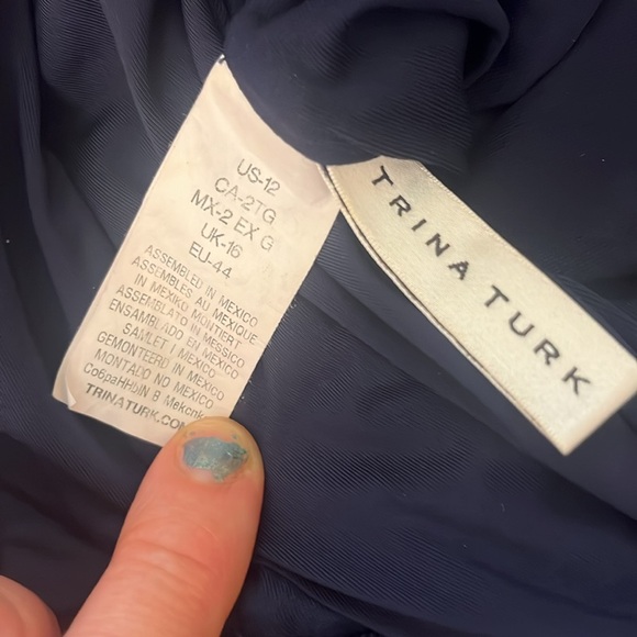 Trina Turk Off The Shoulder Ruffle One Piece Swimsuit Navy Blue 12 - Picture 5 of 8